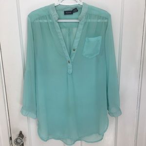 Mileage sky blue sheer top